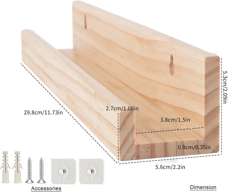 Wooden Vinyl Record Display Stand Wall Mount Shelf For Album Storage - Image 4